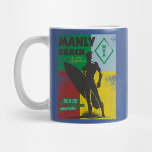 Manly Beach  sydney  Australia Surfer Silhouette Distressed Mug